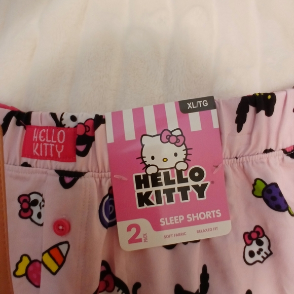 Hello Kitty Halloween 2-Pack Sleep Shorts 🎃 Pink & Black Cat Print | Size XL | - Picture 2 of 8